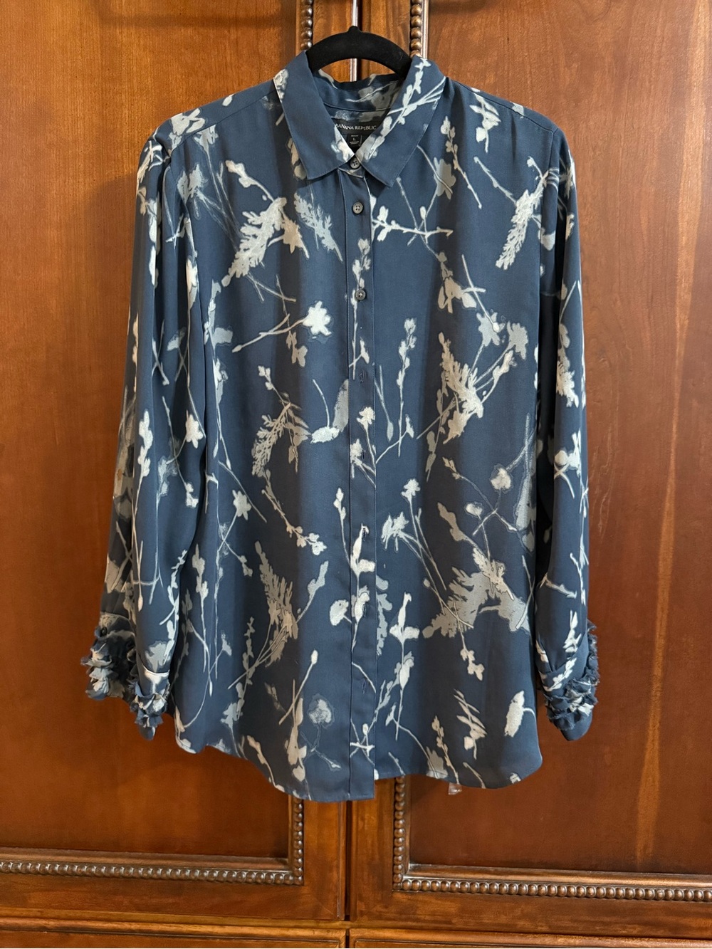 Banana Republic Slate Blue Floral Button-Down Shirt